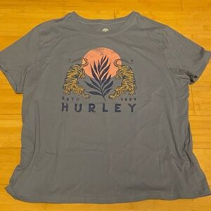 Hurley Blue Tiger Sunset Graphic T-Shirt Woman’s Large